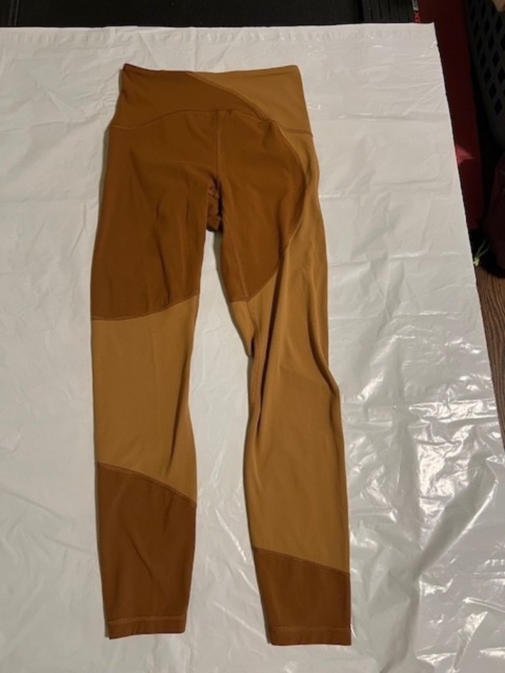 Lululemon Nulu Colour Block High-Rise Tight 25" Copper Brown/Bold Beige Size 4